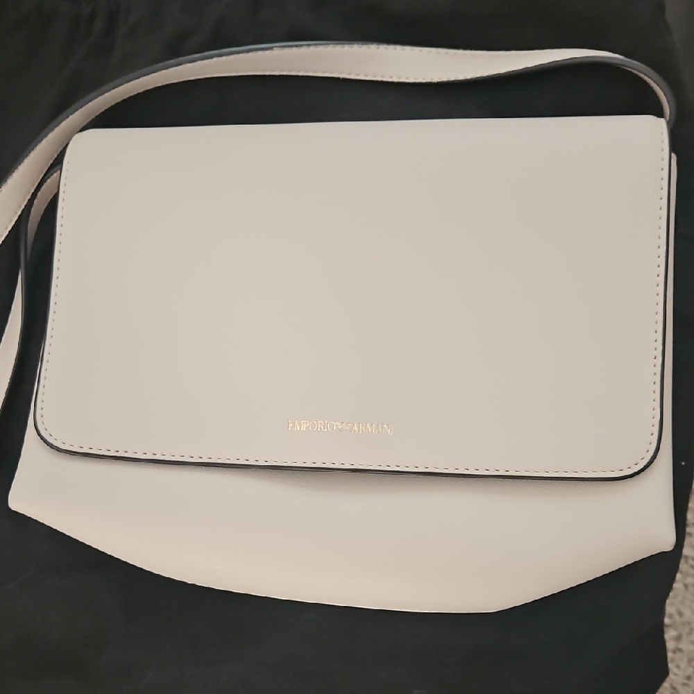 Emporio Armani Cream Minimalist Crossbody Bag